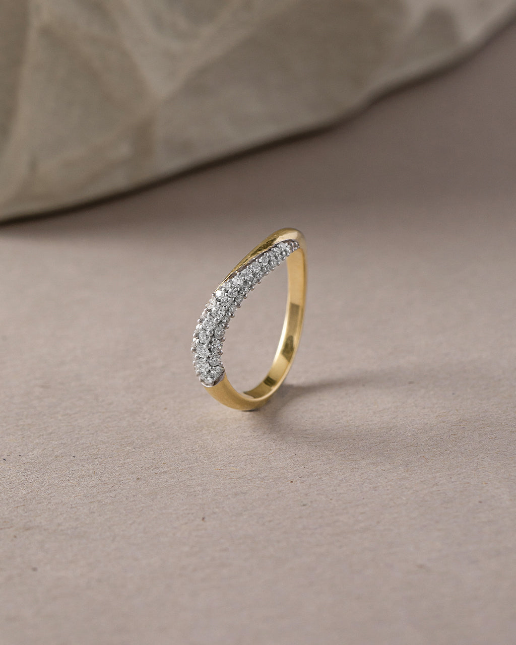 Curved Pave Diamond Band, 14K Solid Gold, 1/3 ct Lab Grown Diamond-5
