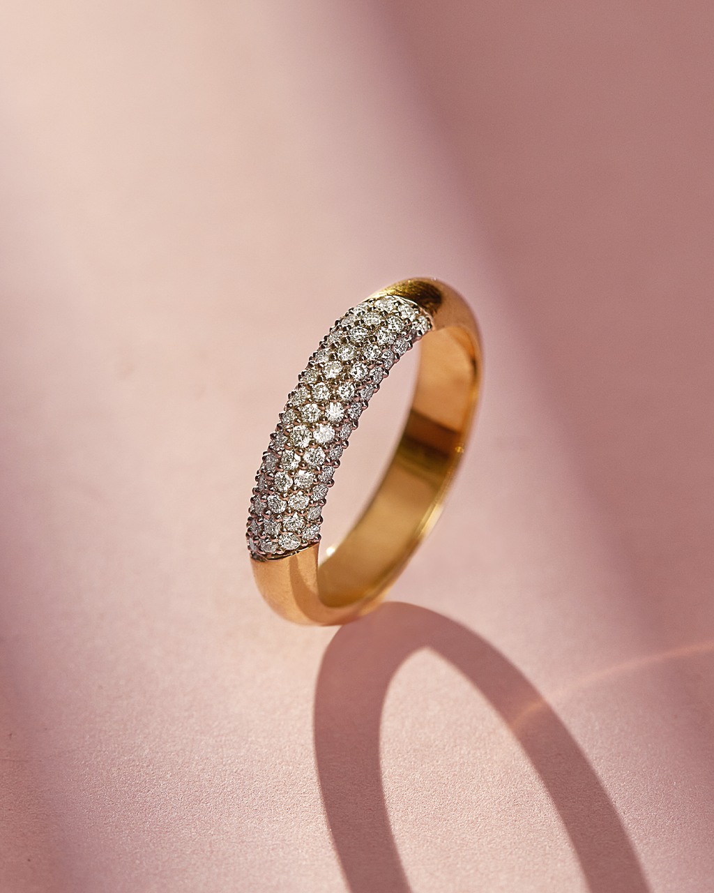 Angled Pave Diamond Band, 14K Solid Gold, 3/8 ct Lab Grown Diamond-6