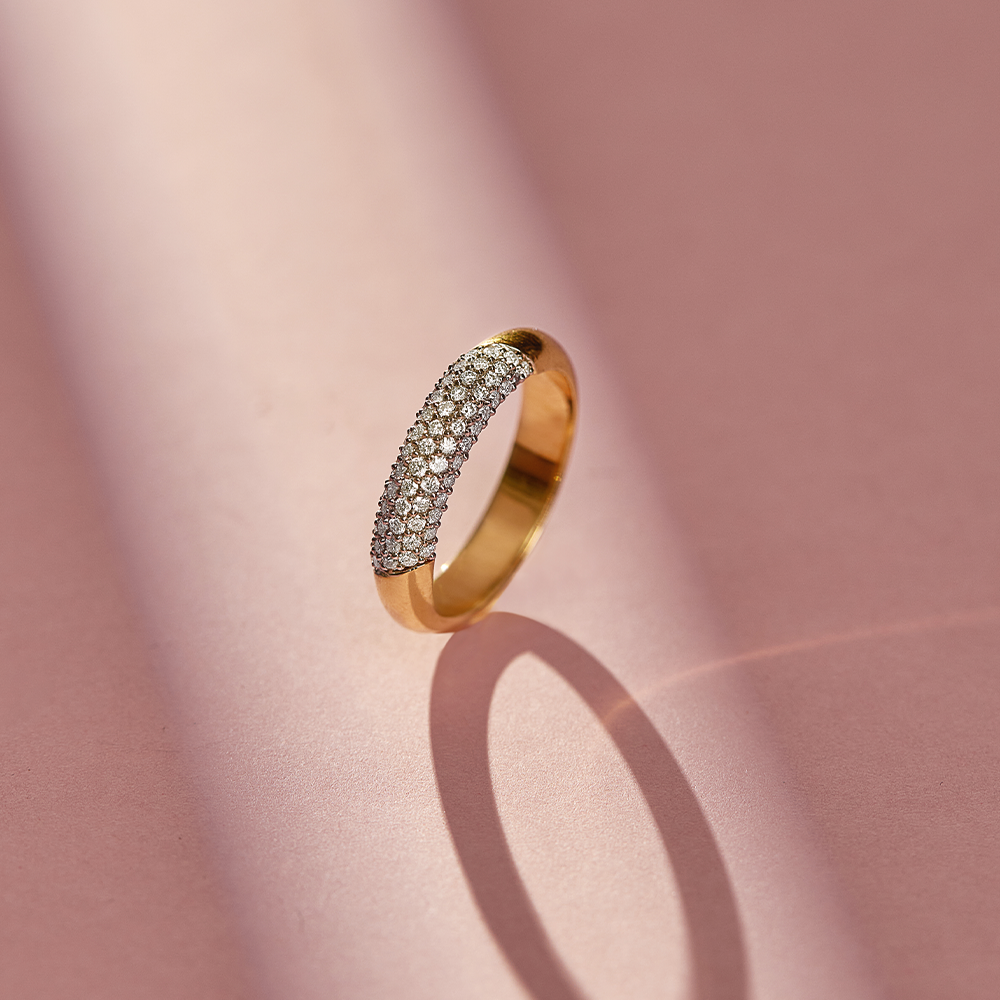 Angled Pave Diamond Band, 14K Solid Gold, 3/8 ct Lab Grown Diamond-1