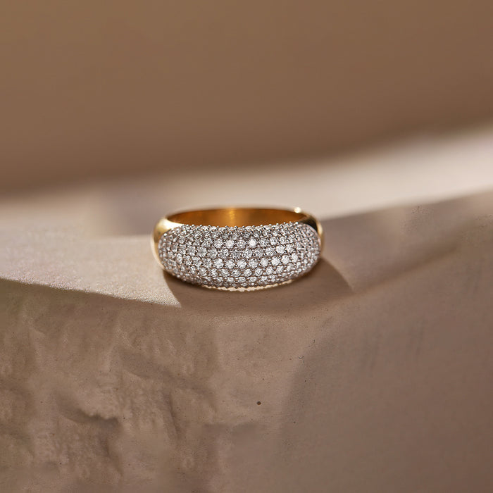 Bold Pave Diamond Band, 14K Gold Vermeil, 7/8 ct Lab Grown Diamond-1