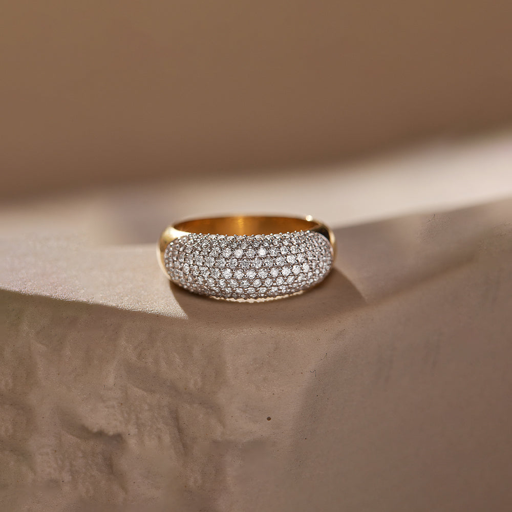 Bold Pave Diamond Band, 14K Solid Gold, 7/8 ct Lab Grown Diamond-1