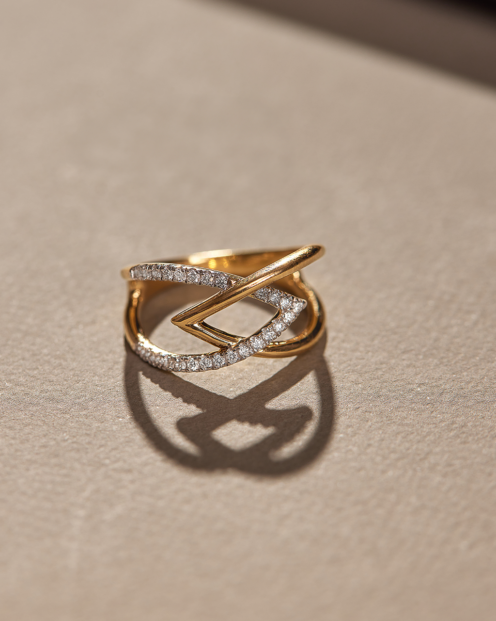 Interlocked Chevron Diamond Band, 14K Gold Vermeil, 1/4 ct Lab Grown Diamond-6