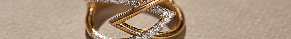 Interlocked Chevron Diamond Band, 14K Solid Gold, 1/4 ct Lab Grown Diamond-1