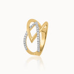 Interlocked Chevron Diamond Band, 14K Solid Gold, 1/4 ct Lab Grown Diamond-3
