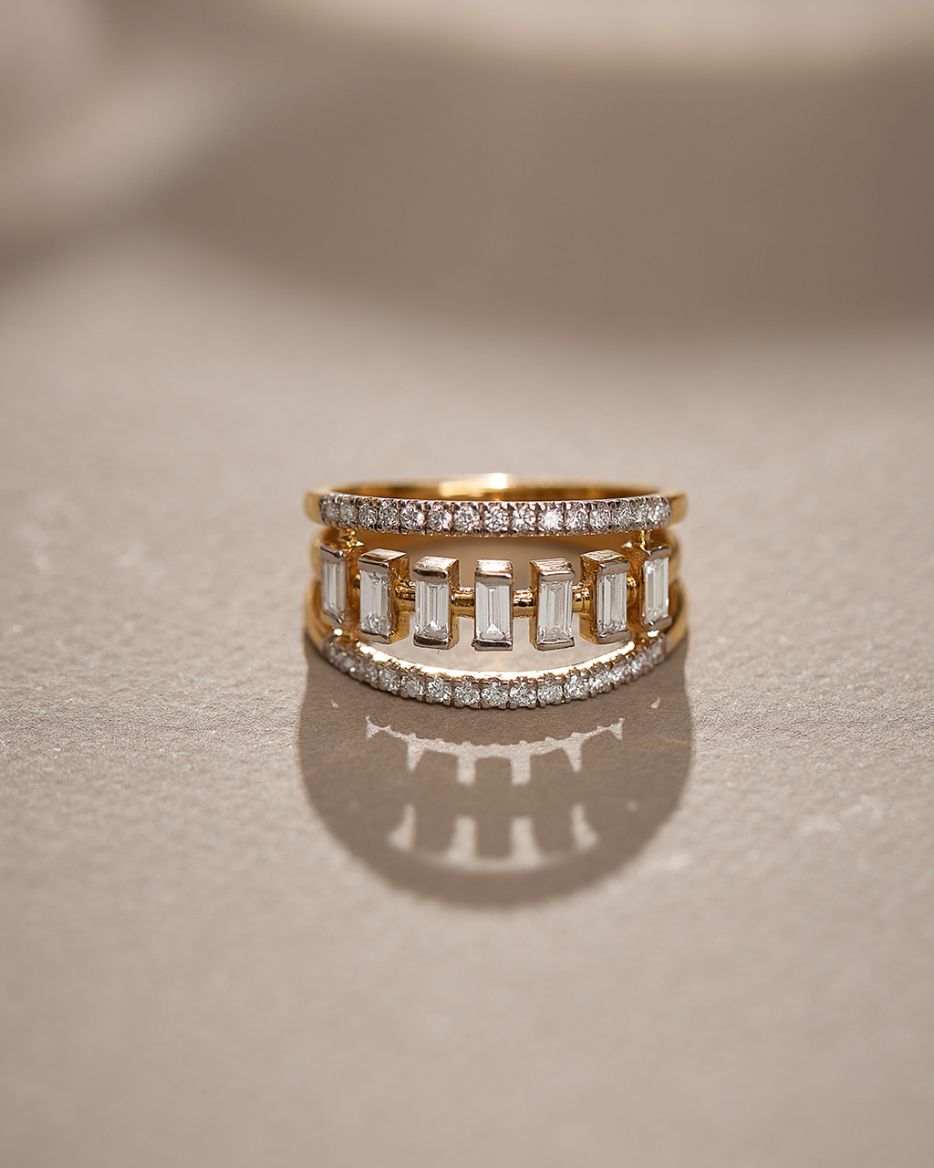 Wide Baguette Diamond Band, 14K Gold Vermeil, 3/4 ct Lab Grown Diamond-6