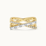 Geometric Criss Cross Diamond Band, 14K Solid Gold, 1/2 ct Lab Grown Diamond-5