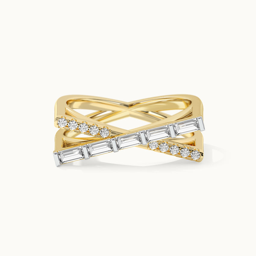 Geometric Criss Cross Diamond Band, 14K Solid Gold, 1/2 ct Lab Grown Diamond-5