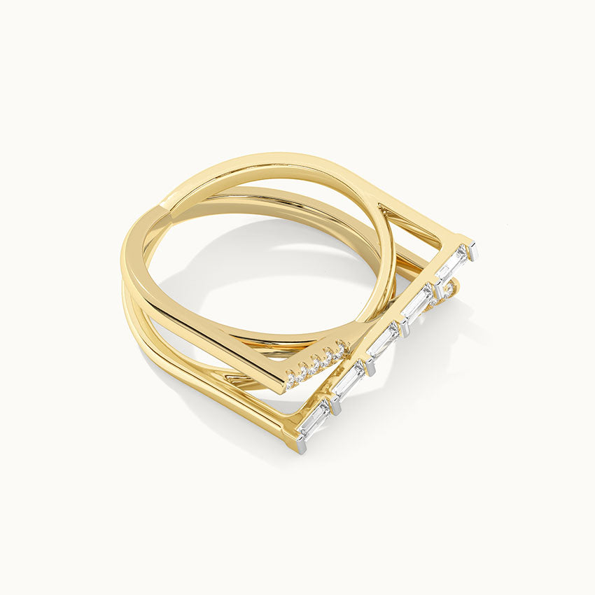 Geometric Criss Cross Diamond Band, 14K Solid Gold, 1/2 ct Lab Grown Diamond-6