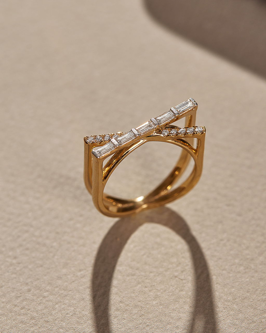 Geometric Criss Cross Diamond Band, 14K Solid Gold, 1/2 ct Lab Grown Diamond-7