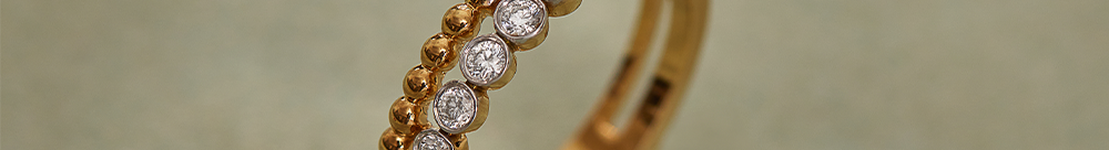 Bezel Set Beaded Diamond Band, 14K Solid Gold, 1/4 ct Lab Grown Diamond-1