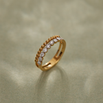 Bezel Set Beaded Diamond Band, 14K Gold Vermeil, 1/4 ct Lab Grown Diamond-1