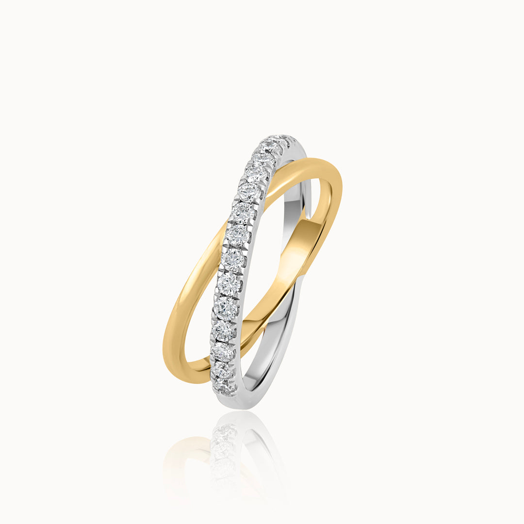 Asymmetric Criss Cross Diamond Band, 14K Solid Gold, 1/3 ct Lab Grown Diamond-3