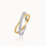 Asymmetric Criss Cross Diamond Band, 14K Solid Gold, 1/3 ct Lab Grown Diamond-3