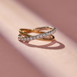Asymmetric Criss Cross Diamond Band, 14K Solid Gold, 1/3 ct Lab Grown Diamond-6