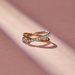 Asymmetric Criss Cross Diamond Band, 14K Solid Gold, 1/3 ct Lab Grown Diamond-1