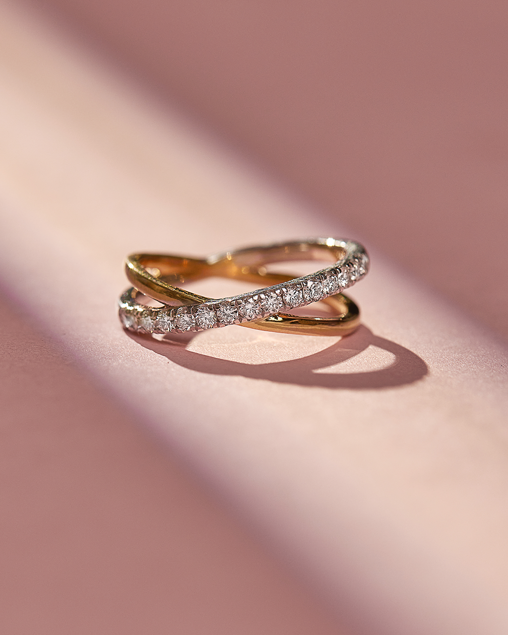Asymmetric Criss Cross Diamond Band, 14K Gold Vermeil, 1/3 ct Lab Grown Diamond-6