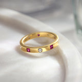 Station Gemstone & Diamond Band