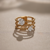 Trio Beaded Diamond Band, 14K Solid Gold, 1/2 ct Lab Grown Diamond-6