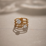 Trio Beaded Diamond Band, 14K Solid Gold, 1/2 ct Lab Grown Diamond-1