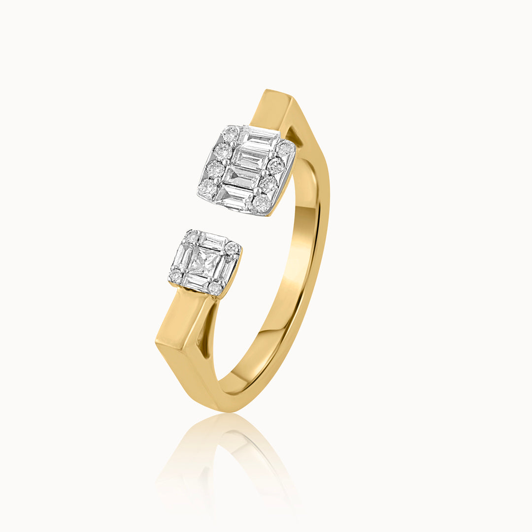 Duo Cluster Open Diamond Band, 14K Solid Gold, 1/3 ct Lab Grown Diamond-3