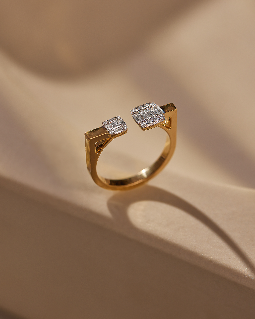 Duo Cluster Open Diamond Band, 14K Solid Gold, 1/3 ct Lab Grown Diamond-7