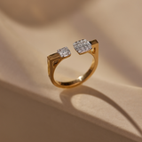 Duo Cluster Open Diamond Band, 14K Solid Gold, 1/3 ct Lab Grown Diamond-7
