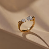Duo Cluster Open Diamond Band, 14K Solid Gold, 1/3 ct Lab Grown Diamond-1