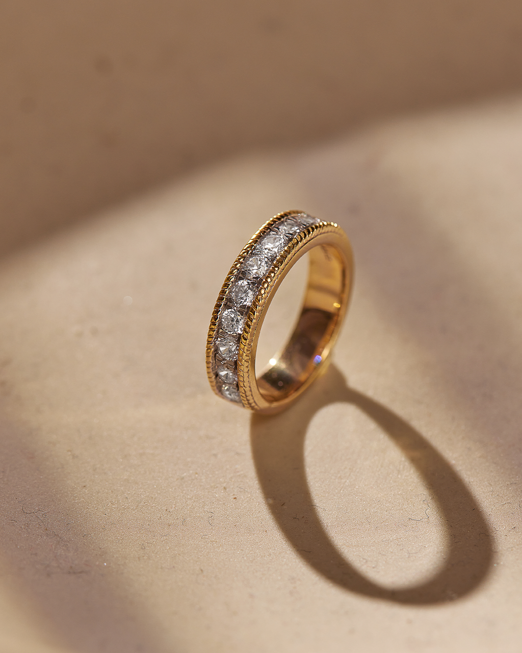 Milgrain Half Eternity Diamond Band, 14K Solid Gold, 1 ct Lab Grown Diamond-6