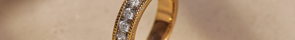 Milgrain Half Eternity Diamond Band, 14K Solid Gold, 1 ct Lab Grown Diamond-1