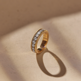 Milgrain Half Eternity Diamond Band, 14K Solid Gold, 1 ct Lab Grown Diamond-1