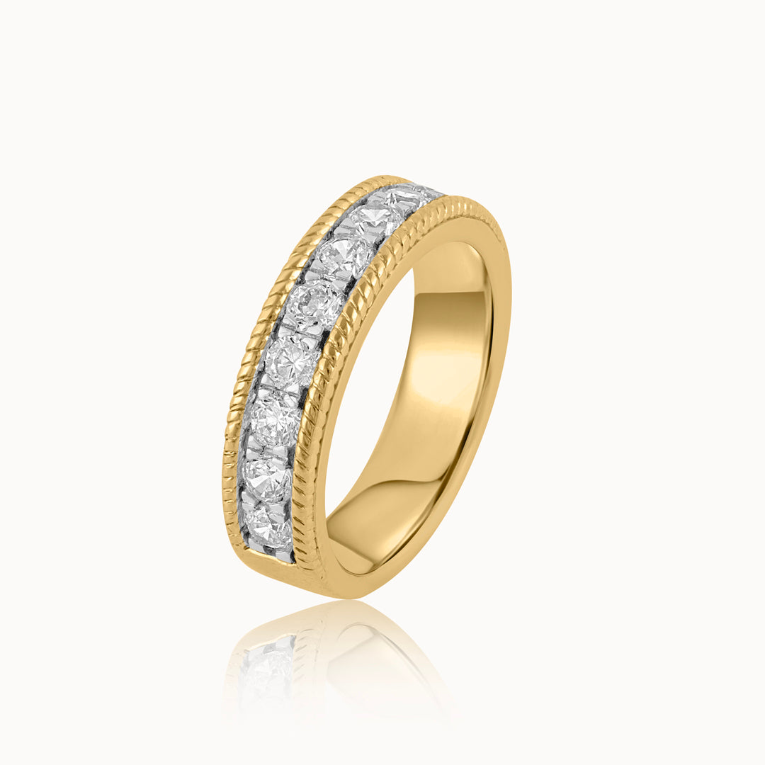 Milgrain Half Eternity Diamond Band, 14K Solid Gold, 1 ct Lab Grown Diamond-3