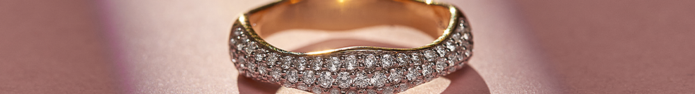 Wave Pave Diamond Band, 14K Solid Gold, 1/2 ct Lab Grown Diamond-1