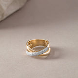 Criss Cross Pave Diamond Band, 14K Solid Gold, 3/8 ct Lab Grown Diamond-3
