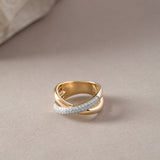 Criss Cross Pave Diamond Band, 14K Gold Vermeil, 3/8 ct Lab Grown Diamond-3