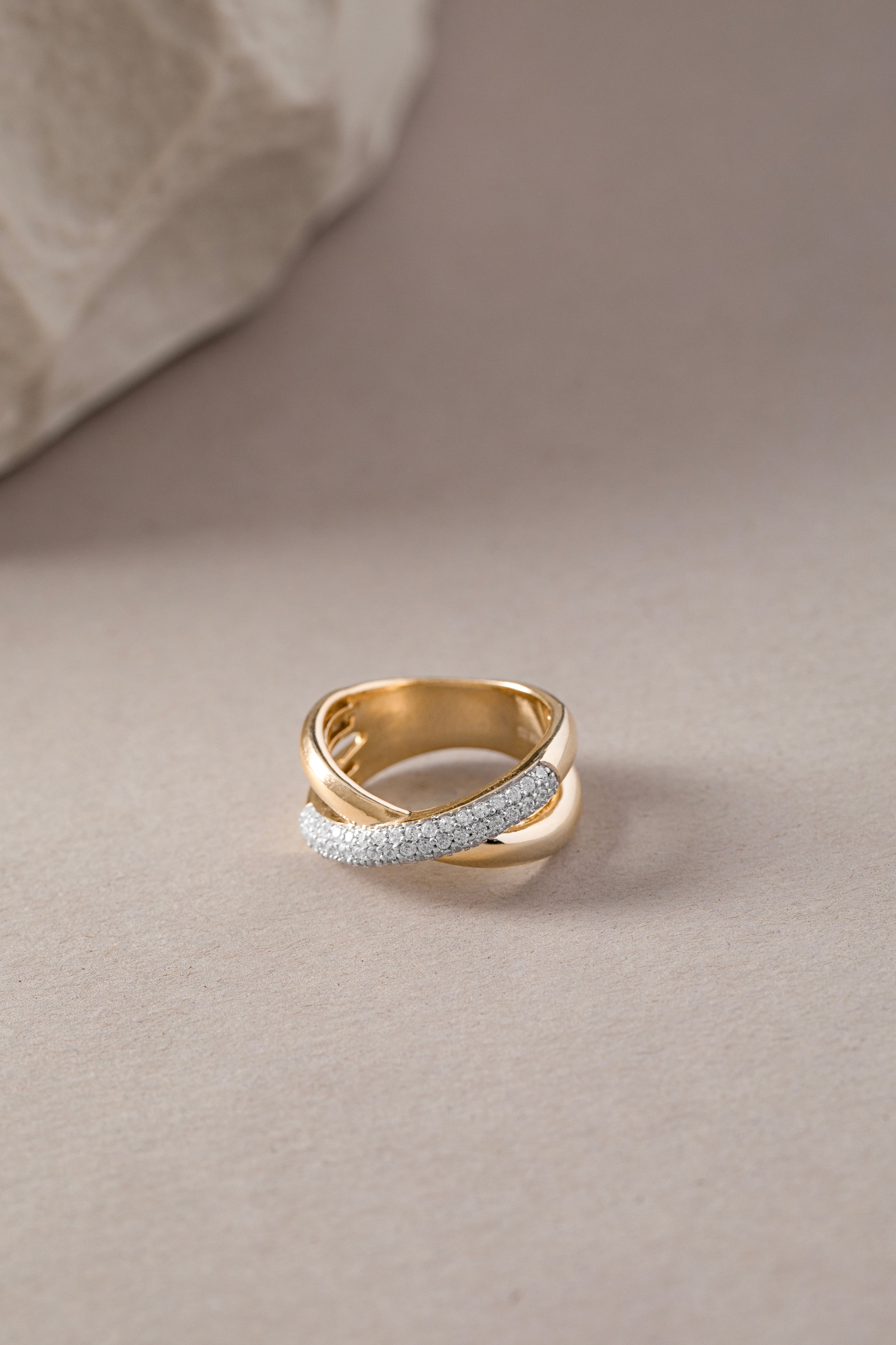 Criss Cross Pave Diamond Band, 14K Gold Vermeil, 3/8 ct Lab Grown Diamond-3