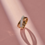 Criss Cross Pave Diamond Band, 14K Solid Gold, 3/8 ct Lab Grown Diamond-1