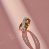Criss Cross Pave Diamond Band, 14K Solid Gold, 3/8 ct Lab Grown Diamond-1