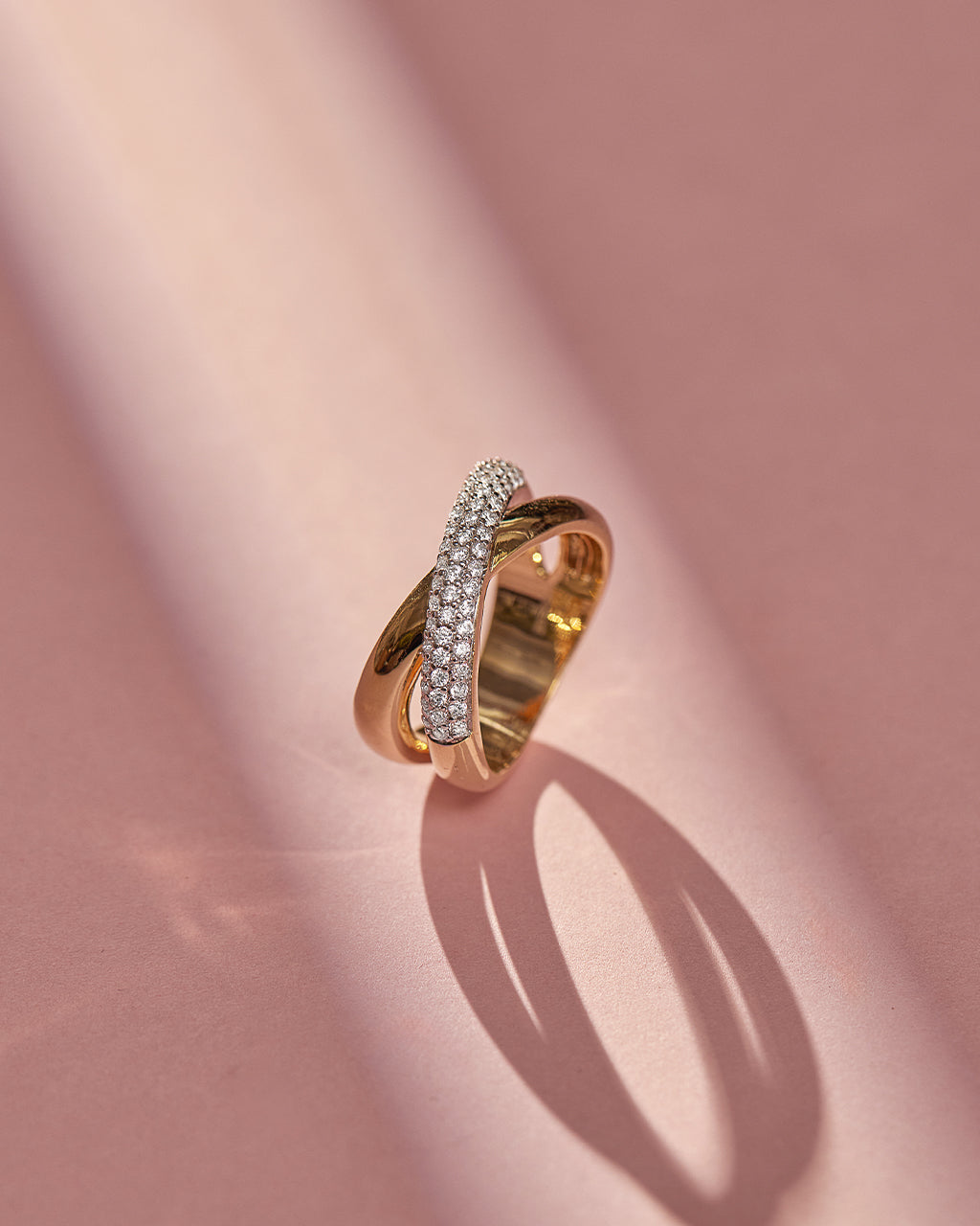Criss Cross Pave Diamond Band, 14K Solid Gold, 3/8 ct Lab Grown Diamond-5