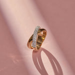 Criss Cross Pave Diamond Band, 14K Solid Gold, 3/8 ct Lab Grown Diamond-5