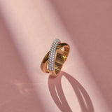 Criss Cross Pave Diamond Band, 14K Solid Gold, 3/8 ct Lab Grown Diamond-5