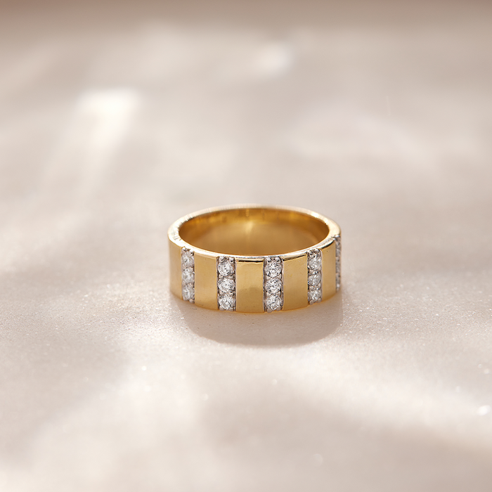 Station Bar Diamond Band, 14K Gold Vermeil, 1/2 ct Lab Grown Diamond-1