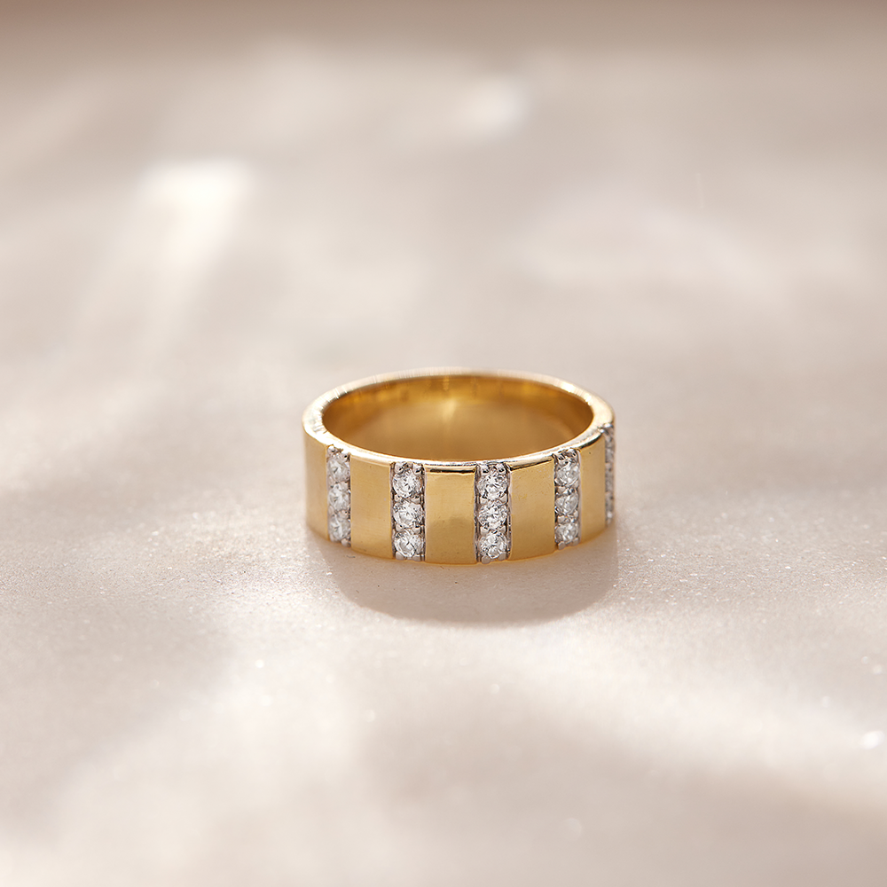 Station Bar Diamond Band, 14K Gold Vermeil, 1/2 ct Lab Grown Diamond-1