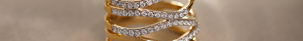 Wide Wave Diamond Band, 14K Solid Gold, 1/2 ct Lab Grown Diamond-1