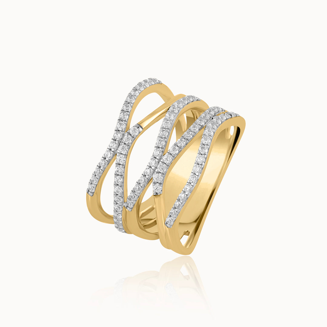 Wide Wave Diamond Band, 14K Solid Gold, 1/2 ct Lab Grown Diamond-3