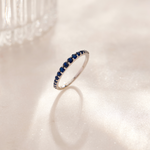 Created Blue Sapphire Stackable Band, 14K Solid Gold-6