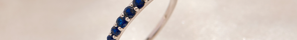 Created Blue Sapphire Stackable Band, 14K Solid Gold-1