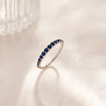 Created Blue Sapphire Stackable Band, 14K Solid Gold-1