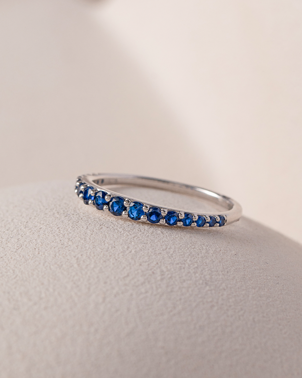 Created Blue Sapphire Stackable Band, Sterling Silver-5