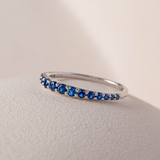 Created Blue Sapphire Stackable Band, 14K Solid Gold-5