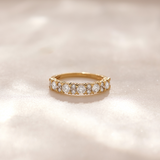 V prong Half Eternity Diamond Band, 14K Gold Vermeil, 1 ct Lab Grown Diamond-1